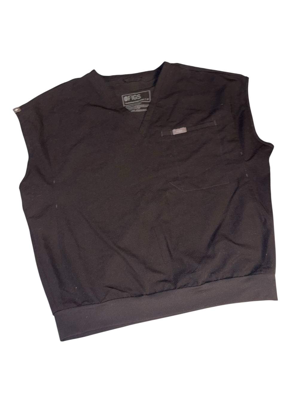 Figs Black V-Neck Medical Scrub Vest